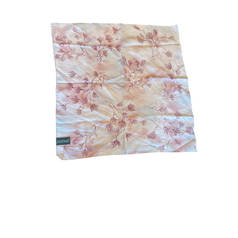 Harvé‎ Benard Pink & Burgundy Floral Square Scarf 100% Polyester Made In Italy